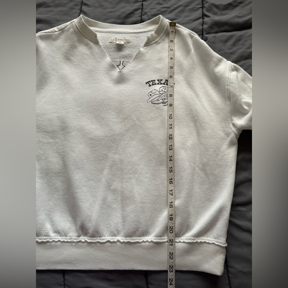 Aeropostale Houston Texas Cowgirl Oversized Notch V Neck Sweatshirt Size XS - Picture 10 of 13